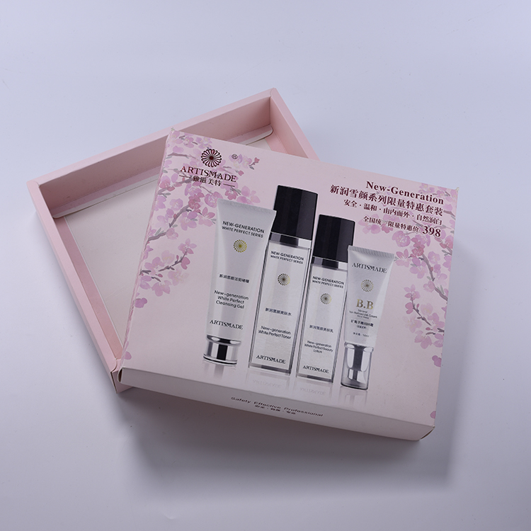 Spot UV White Paperboard Set Gift Cosmetic Packaging Box